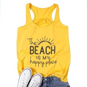 The Beach is My Happy Place Tank Tops Women- XL